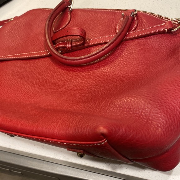 Dooney & Bourke Red Dillen Pebbled Leather double pocket satchel - Picture 15 of 15
